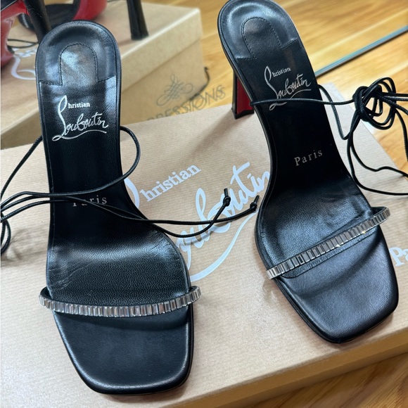 CHRISTIAN LOUBOUTIN Condora Lacestrass 85 crystal-embellished leather sandals - Picture 6 of 13